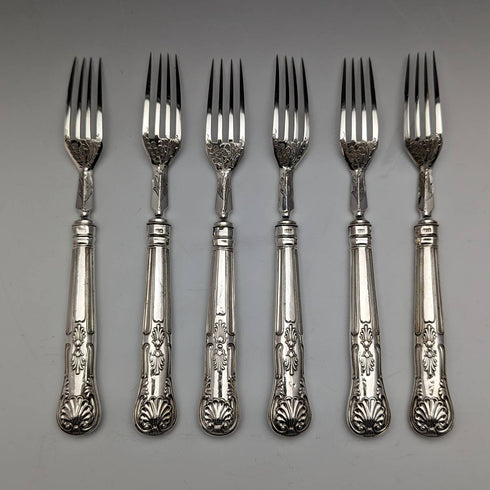 1856 年英國古董純銀餐具 6 對套裝盒裝哈里森兄弟